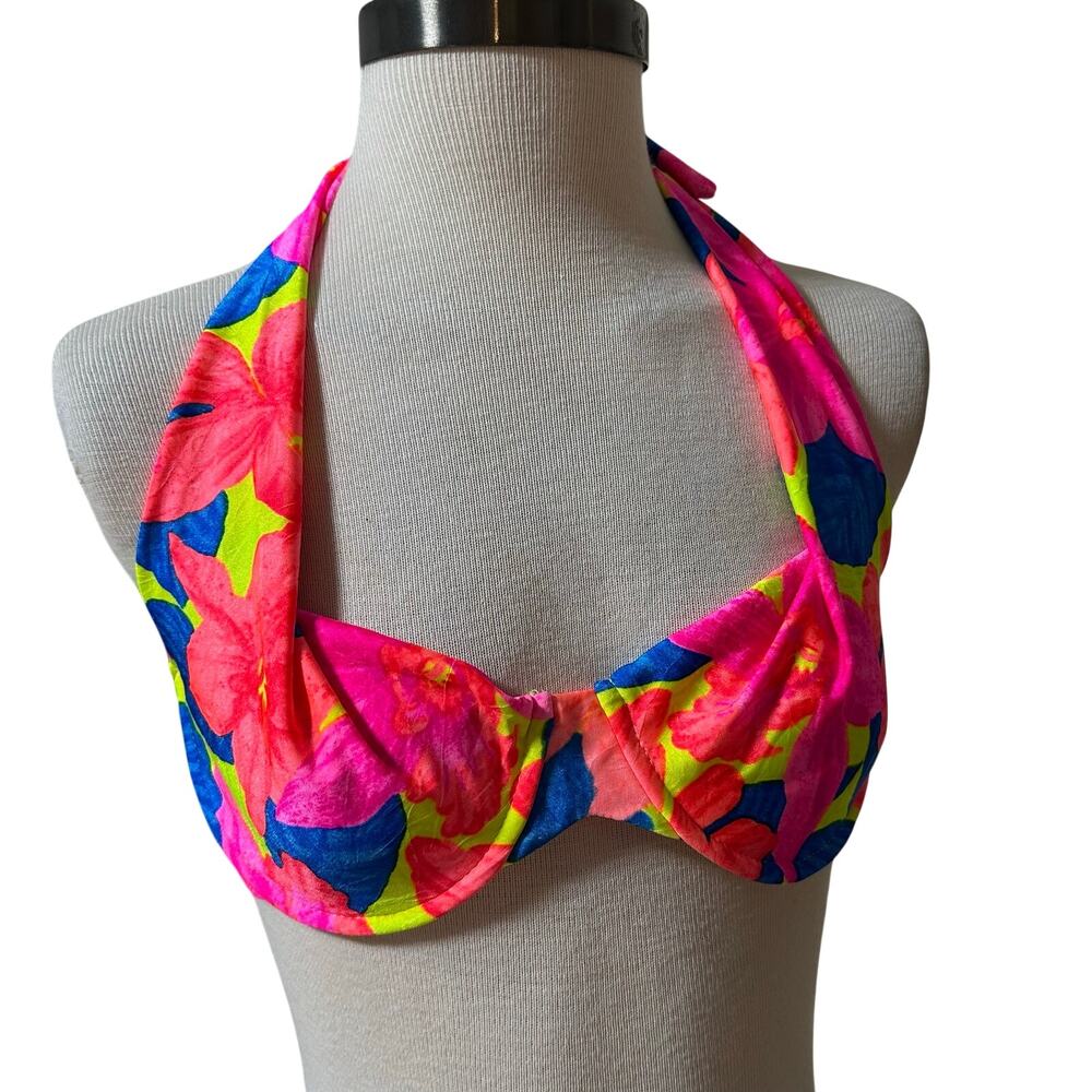 Vintage Too Hot Brazil Colorful Swim Bikini Underwire Top Size Small